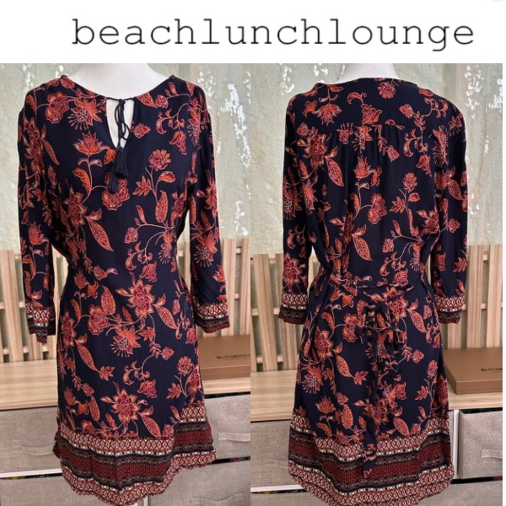 BeachLunchLounge Boho Dress Size Small - Women’s Floral Fall w/ Matching Belt